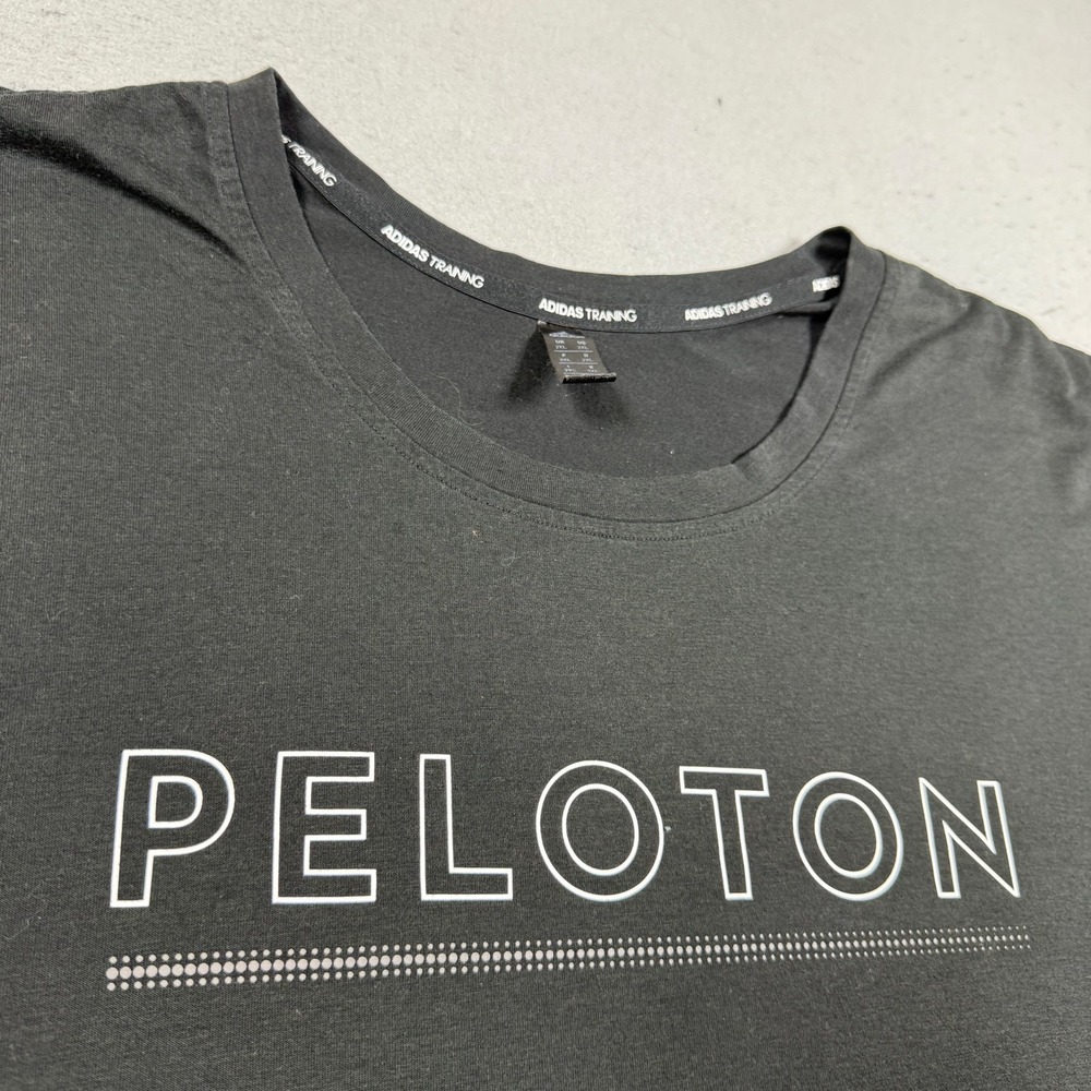 Adidas Peloton Mens Training Short Sleeve T Shirt Black 2XL Graphic Tee